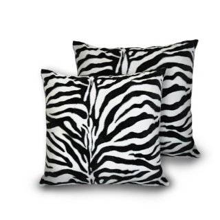   Fur 18 by 18 Inch Pillow, Zebra Black White, Pack of 2