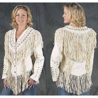  Ladies Solid Leather Vest with Fringes in Western Style 
