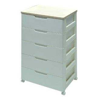 IRIS Premier Collection 5 Drawer Storage Chest, White and Natural