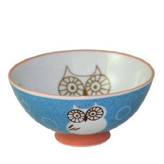  Japanese Porcelain Green Owl Childrens Bowl and Spoon Set 
