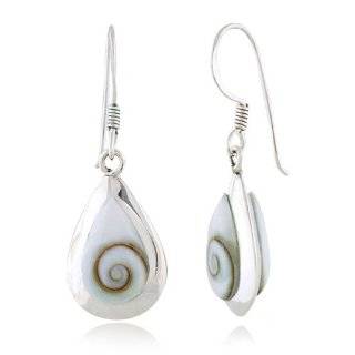 Chuvora Sterling Silver Shiva Eye Swirl Shell Inlay Dangle Earrings