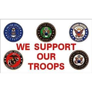 NEOPlex Economy 3 x 5 Military Flag   We Support Our Troops 5 Logos