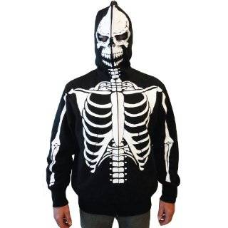   Skeleton Print Adult Hooded Sweatshirt Hoodie Costume with Face Mask