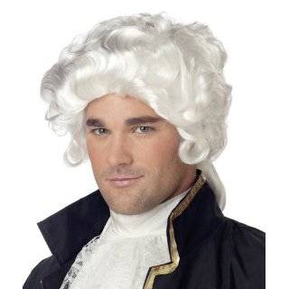 White Colonial Wig Adult Colonial Man Wig in White