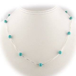   Stone Beads Sterling Silver Box Chain Necklace 16, 18, 20, 40 Inch