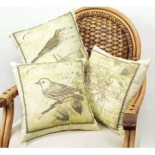 Set of 3 Spring Serenity Yellow Bird and Nest Decorative Throw Pillows