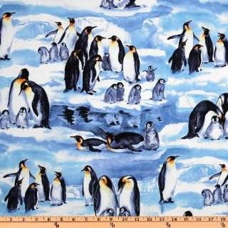  44 Fabric Penguin with Glitter on Background Fabric By 
