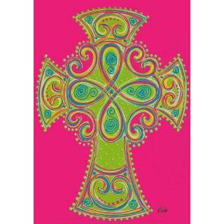  Hot Pink Graphic Celtic Cross Large Flag