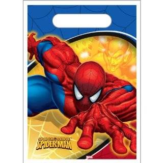  Spider Man Party Treat Bags with Ties   4in. x 9.5in.   16 