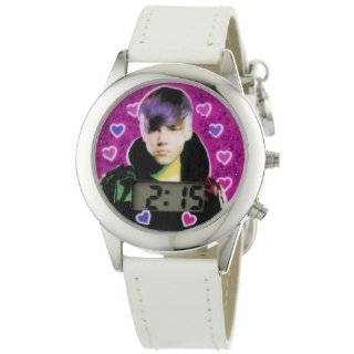 Justin Bieber Kids JB1025 Round Digital White Patent Strap Watch