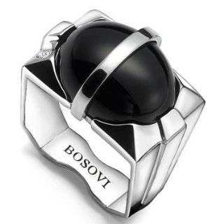 Bosovi Designer Ring   Mens Sterling Silver 0.09ctw Diamond and 3.2ctw 