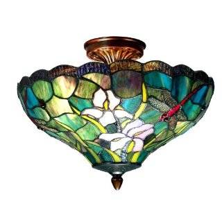   TH70098 Savannah Flush Mount Light, Antique Brass and Art Glass Shade
