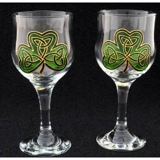  Celtic Glass Designs Set of 2 Hand Painted Wine Glasses in a Celtic 