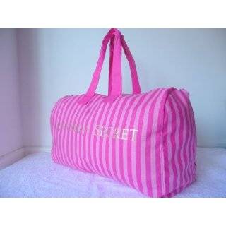   Secret Pink Stripe Canvas Travel Duffle Gym Beach Weekender Bag