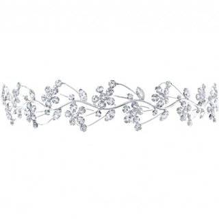 Bling Jewelry White Gold Plated Crystal Flower and Leaf Vines Bridal 