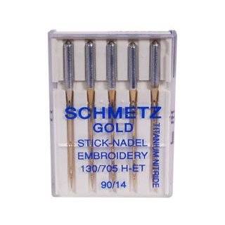 Schmetz Gold Titanium Embroidery Needles Size 90/14