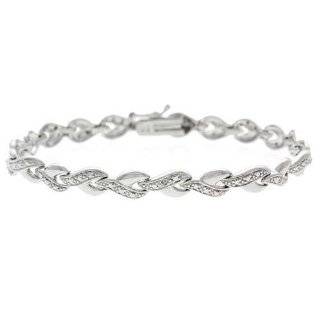 Sterling Silver Diamond accent Infinity Desgin Link Bracelet