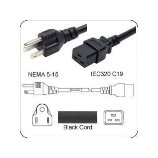 PowerFig PF51514C1996 AC Power Cord NEMA 5 15 Plug to IEC 60320 C19 