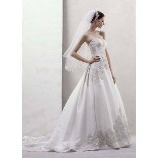 Davids Bridal Wedding Dress Mikado Ball Gown with Beaded Appliques 