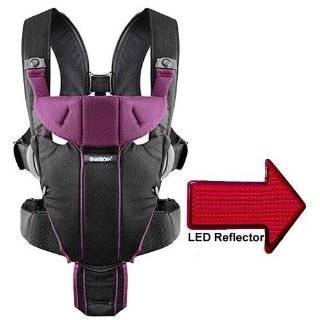   Baby Carrier with LED Safety Reflector Light   Black Silver Cotton Mix