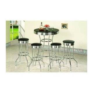  MAN CAVE 4 Red Vinyl Barstools and White Table Set