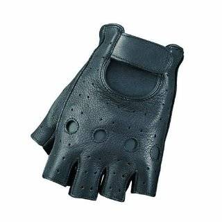 Mossi Premium Leather Fingerless Gloves (Black, Large)