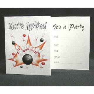 Bowling Party Invitations in Full Color with red ball, personalized