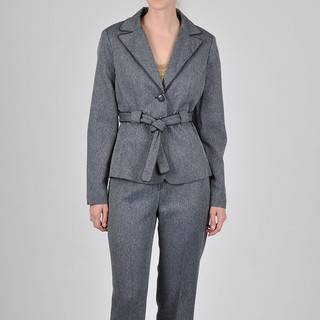 Signature by Larry Levine Womens Heather Twill Pant Suit