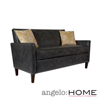angeloHOME Sutton Charcoal Gray Renu Leather Sofa