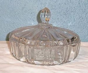 Vtg Anchor Hocking Glass Clear Old Cafe Candy Dish with Lid Mint Low Shipping