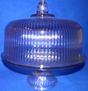 Anchor Hocking Monaco Clear Glass Combination Cake Plate Trifle Punch Bowl