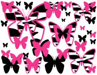 Zebra Butterfly Hot Pink Purple Turquoise Blue Green Teen Wall Border Stickers