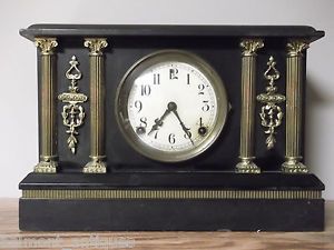 Antique Sessions Clock Company USA Mantel Clock Working w Key Pendulum Pillar