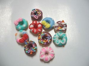 10 Pcs Craft Dollhouse Miniature Food Kitchen Homedeco Art Supply Color Donut