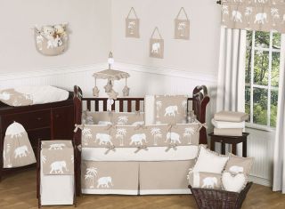Ivory Beige Jungle Elephant Baby Bedding JoJo Room Collection Comforter Crib Set