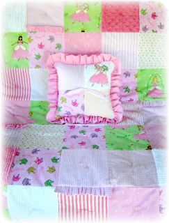 Pink Princess Chenille Baby Girl Crib Quilt Bedding