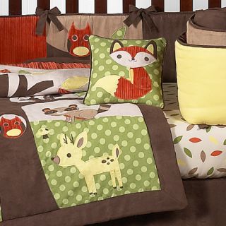 Nature Animal Woodland Themed Green Brown 9P Baby Boy Crib Bedding Comforter Set