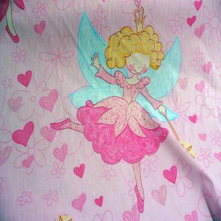 Cotton Printed Children's Baby Girl Pink Heart Fairy Bedding Fabric 63" x 39"
