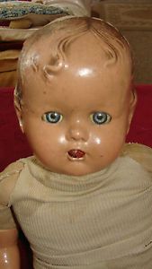 Lot of 3 Antique Vintage Composition Baby Dolls Antique Doll Clothes Need TLC