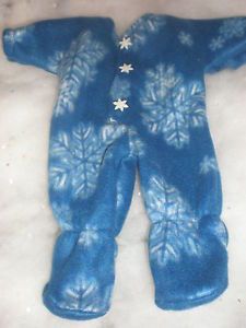 Clothes 4 Bitty Baby Blue Christmas Snowflake Fleece Sleeper Snowflake Buttons