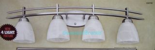 4 Light Bathroom Vanity Bath Bar Lighting Brushed Nickel Alabaster Glass Bulbs