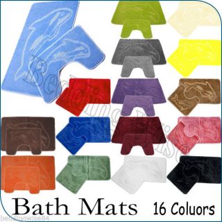 2 Piece Bath Pedestal Mat Set Rug Sets in All Colours Anti Non Slip