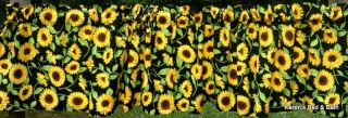 Beautiful Wildflower Floral Flowers Yellow Sunflowers on Black Curtain Valance