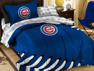 5pcs MLB Baseball Chicago Cubs Logo Comforter Set with Sheets Bed in A Bag Twin