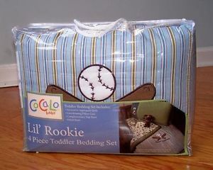 Cocalo Lil' Rookie Four Piece Toddler Bedding Set Baseball Bat Football Soccer