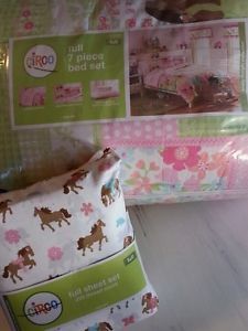 Circo Double Full Comforter Sheet Bed in A Bag Set Girl Pink Horses Pretty Pony
