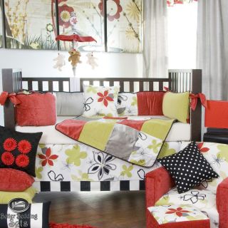 Baby Girl Black Red Green Modern Quilt Crib Nursery Collection Bedding Bed Set