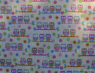 Pastel Owls Birds Yellow White Stripe Handcrafted Curtain Valance New