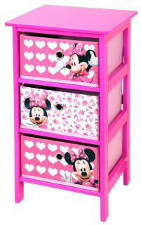 Minnie Mouse 3 Drawer Pink and White Bedroom Storage Unit by Disney Exclusive