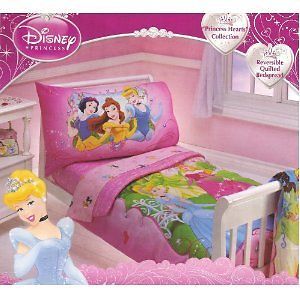 Disney Princess Hearts Collection Toddler Crib Comforter Bedding Set New